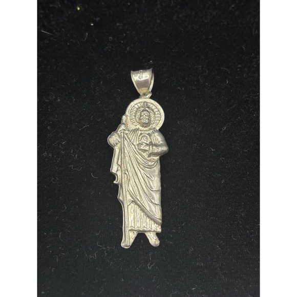 St Jude Judas Pendant 925 Mexico Sterling Silver Big Religious Piece - Picture 1 of 4